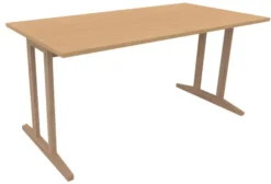 Table Soline piétement à dégagement latéral - 160 x 80 cm - hêtre verni naturel - chant plastique
