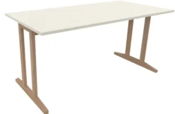 Table Soline piétement à dégagement latéral - 160 x 80 cm - hêtre verni naturel - chant plastique