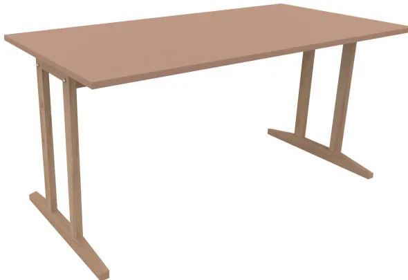 Table Soline piétement à dégagement latéral - 160 x 80 cm - hêtre verni naturel - chant plastique