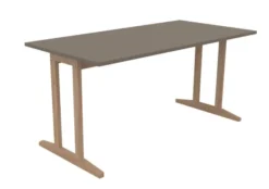 Table Soline piétement à dégagement latéral - 160 x 80 cm - hêtre verni naturel - chant plastique