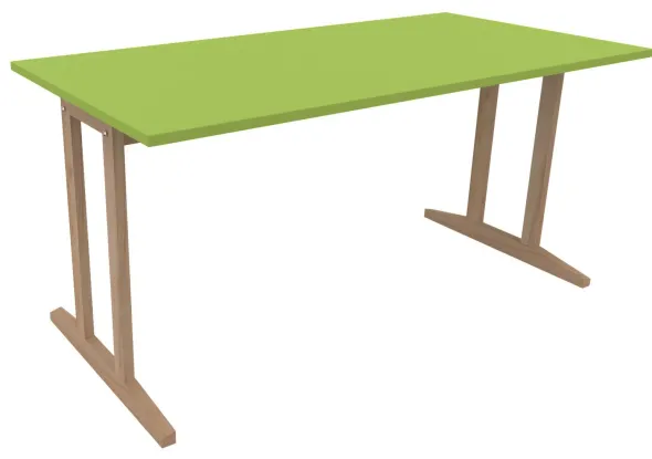Table Soline piétement à dégagement latéral - 160 x 80 cm - hêtre verni naturel - chant plastique