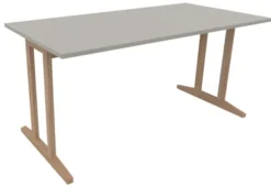 Table Soline piétement à dégagement latéral - 160 x 80 cm - hêtre verni naturel - chant plastique