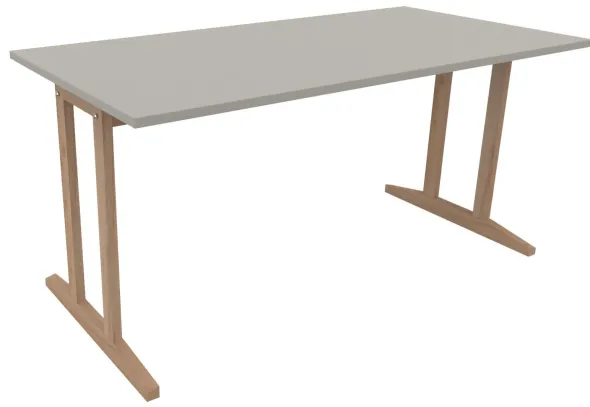 Table Soline piétement à dégagement latéral - 160 x 80 cm - hêtre verni naturel - chant plastique