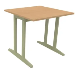 Table Soline piétement à dégagement latéral - 80 x 80 cm - hêtre verni teinté - chant plastique