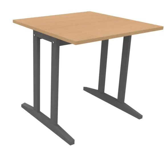Table Soline piétement à dégagement latéral - 80 x 80 cm - hêtre verni teinté - chant plastique