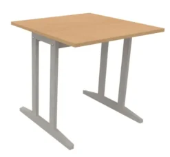 Table Soline piétement à dégagement latéral - 80 x 80 cm - hêtre verni teinté - chant plastique