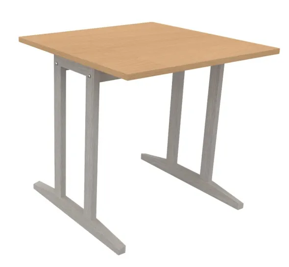 Table Soline piétement à dégagement latéral - 80 x 80 cm - hêtre verni teinté - chant plastique