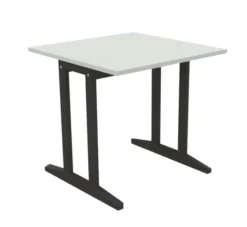 Table Soline piétement à dégagement latéral - 80 x 80 cm - hêtre verni teinté - chant plastique