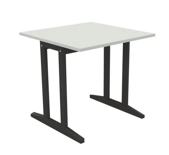 Table Soline piétement à dégagement latéral - 80 x 80 cm - hêtre verni teinté - chant plastique
