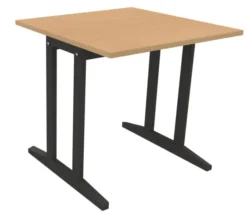 Table Soline piétement à dégagement latéral - 80 x 80 cm - hêtre verni teinté - chant plastique