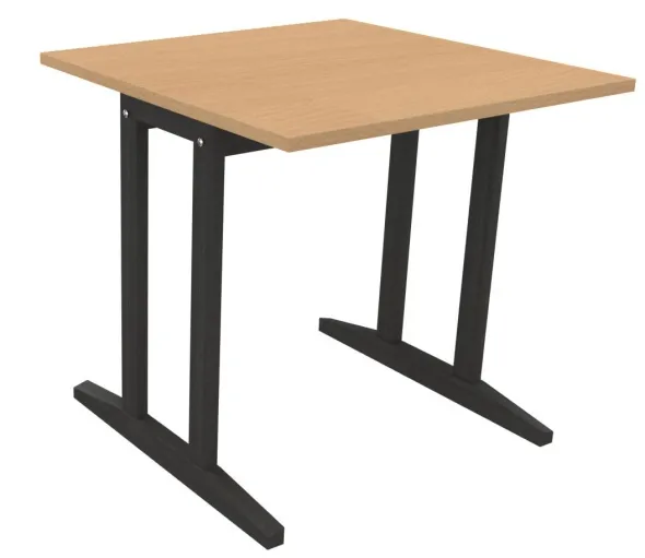 Table Soline piétement à dégagement latéral - 80 x 80 cm - hêtre verni teinté - chant plastique