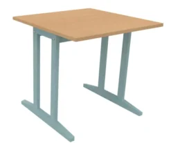 Table Soline piétement à dégagement latéral - 80 x 80 cm - hêtre verni teinté - chant plastique