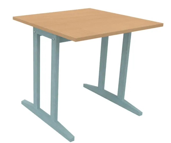 Table Soline piétement à dégagement latéral - 80 x 80 cm - hêtre verni teinté - chant plastique