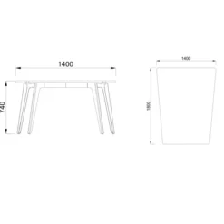 Table trapèze 4/6 places Lares Media II - l. 140 x h. 74 x pr. 180 cm