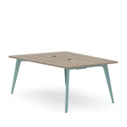 Table trapèze 4/6 places Lares Media II - l. 140 x h. 74 x pr. 180 cm - 2 prises de courant + 4 prises USB C