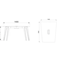 Table trapèze 4/6 places Lares Media II - l. 140 x h. 74 x pr. 180 cm - avec top access et goulotte