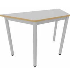 Table trapézoïdale Artense - 120 x 60 x 60 cm - piétement époxy - plateau stratifié - chant alaisé hêtre verni naturel