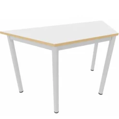 Table trapézoïdale Artense - 130 x 65 x 65 cm - piétement époxy - plateau stratifié - chant alaisé hêtre verni naturel