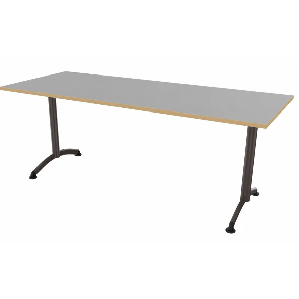 Table Zen - 200 x 80 cm - piétement à dégagement latéral plateau stratifié antibruit - chants alaisés