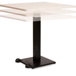 Table Ziiit carrée HR - 90 x 90 cm - plateau stratifié antibactérien chant ABS - piétement central acier fonte