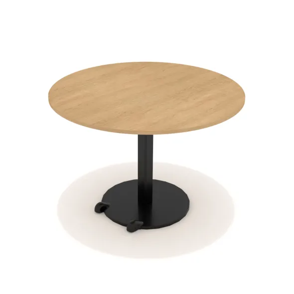 Table Ziiit - Ø 110 cm - plateau stratifié antibactérien chant ABS - piétement central acier embase fonte