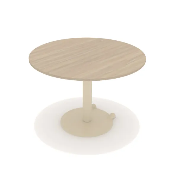Table Ziiit - Ø 110 cm - plateau stratifié antibactérien chant ABS - piétement central acier embase fonte