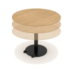 Table Ziiit - Ø 110 cm - plateau stratifié antibactérien chant ABS - piétement central acier fonte hauteur réglable