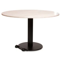 Table Ziiit - Ø 130 cm - plateau stratifié antibactérien chant ABS - piétement central acier embase fonte