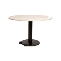 Table Ziiit - Ø 120 cm - plateau stratifié antibactérien chant ABS - piétement central acier embase fonte