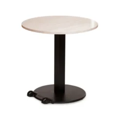 Table Ziiit - Ø 80 cm - plateau stratifié antibactérien chant ABS - piétement central acier embase fonte