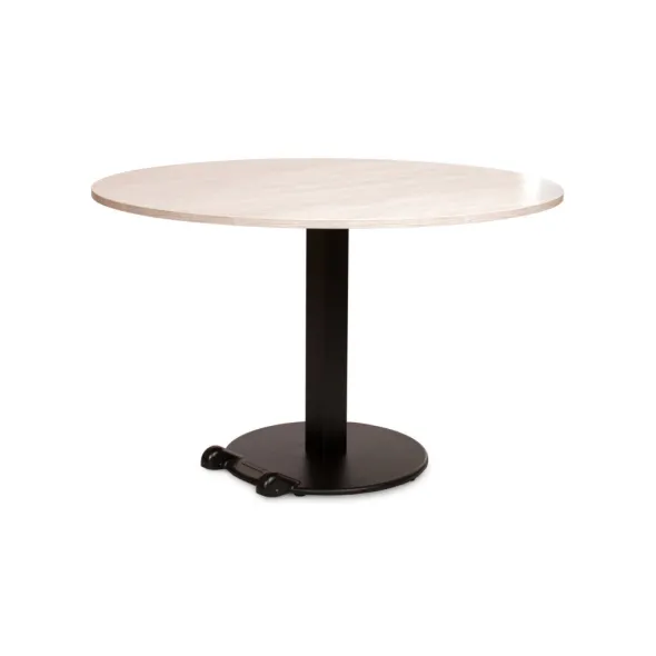 Table Ziiit - Ø 100 cm - plateau stratifié antibactérien chant ABS - piétement central acier embase fonte