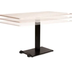 Table Ziiit rectangle HR - 130 x 90 cm - plateau stratifié antibactérien chant ABS - piétement central acier fonte