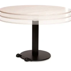 Table Ziiit ronde HR - Ø 120 cm - plateau stratifié antibactérien chant ABS - piétement central acier fonte