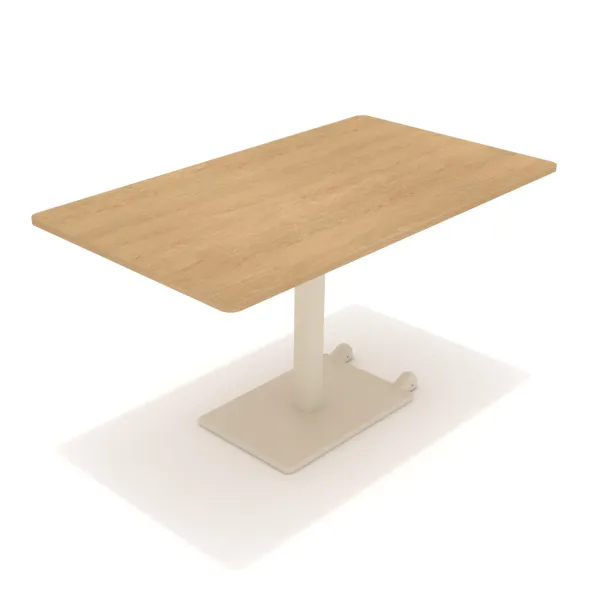 Table Ziiit - 140 x 80 cm - plateau stratifié antibactérien chant ABS - piétement central acier embase fonte
