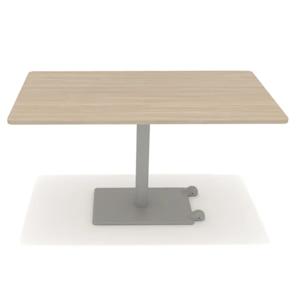 Table Ziiit - 140 x 80 cm - plateau stratifié antibactérien chant ABS - piétement central acier embase fonte
