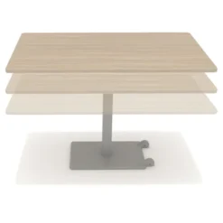 Table Ziiit - 140 x 80 cm - plateau stratifié antibactérien chant ABS - piétement central acier fonte hauteur réglable