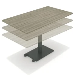Table Ziiit - 140 x 80 cm - plateau stratifié antibactérien chant ABS - piétement central acier fonte hauteur réglable