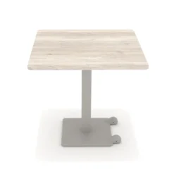 Table Ziiit - 80 x 80 cm - plateau stratifié antibactérien chant ABS - piétement central acier embase fonte
