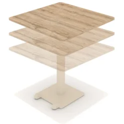 Table Ziiit - 80 x 80 cm - plateau stratifié antibactérien chant ABS - piétement central acier fonte hauteur réglable