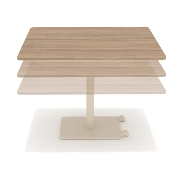 Table Ziiit - 120 x 80 cm - plateau stratifié antibactérien chant ABS - piétement central acier fonte hauteur réglable