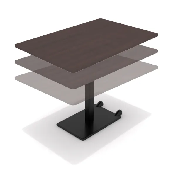 Table Ziiit - 120 x 80 cm - plateau stratifié antibactérien chant ABS - piétement central acier fonte hauteur réglable