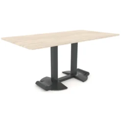 Table Ziiit - 180 x 90 cm - plateau stratifié antibactérien chant ABS - 2 pieds fonte base demi-ronde avec roulettes