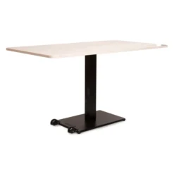 Table Ziiit - 140 x 90 cm - plateau stratifié antibactérien chant ABS - piétement central acier fonte noir