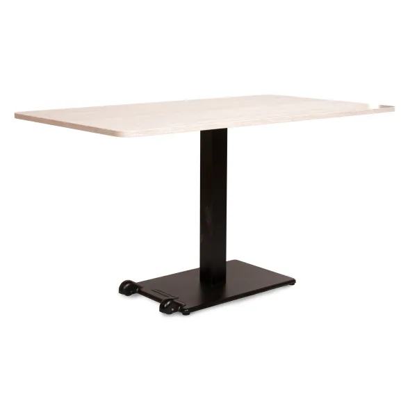 Table Ziiit - 140 x 90 cm - plateau stratifié antibactérien chant ABS - piétement central acier fonte noir