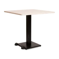 Table Ziiit - 70 x 80 cm - plateau stratifié antibactérien chant ABS - piétement central acier embase fonte