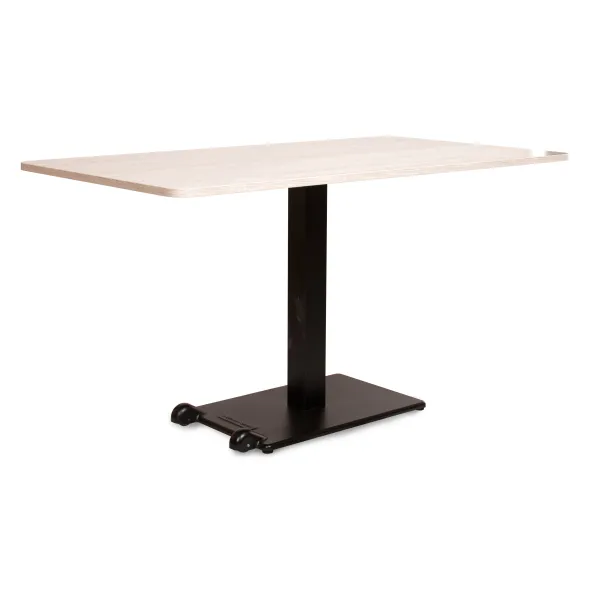 Table Ziiit - 130 x 70 cm - plateau stratifié antibactérien chant ABS - piétement central acier embase fonte