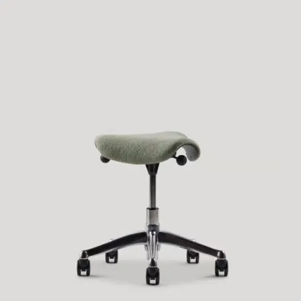 Tabouret assis/debout Pony - assise textile enduit - réglable en hauteur