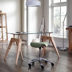 Tabouret assis/debout Pony - assise textile enduit - réglable en hauteur
