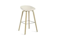 Tabouret haut About A Stool - assise polypropylène - piétement bois - h. d'assise 75 cm