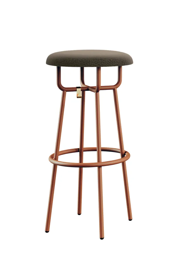 Tabouret haut Assas - assise textile enduit - piétement époxy